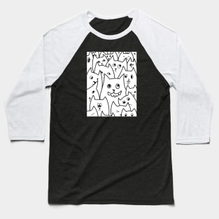 Cats Doodle Art / Cats Graffiti / Funny Cat Line Art Baseball T-Shirt